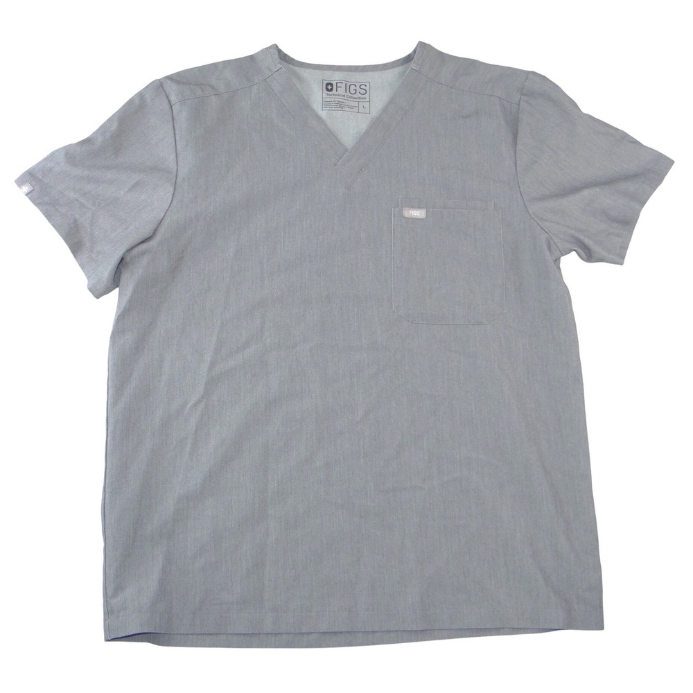 FIGS Technical Collection Mens V-Neck Scrub Top Heather Gray Size L